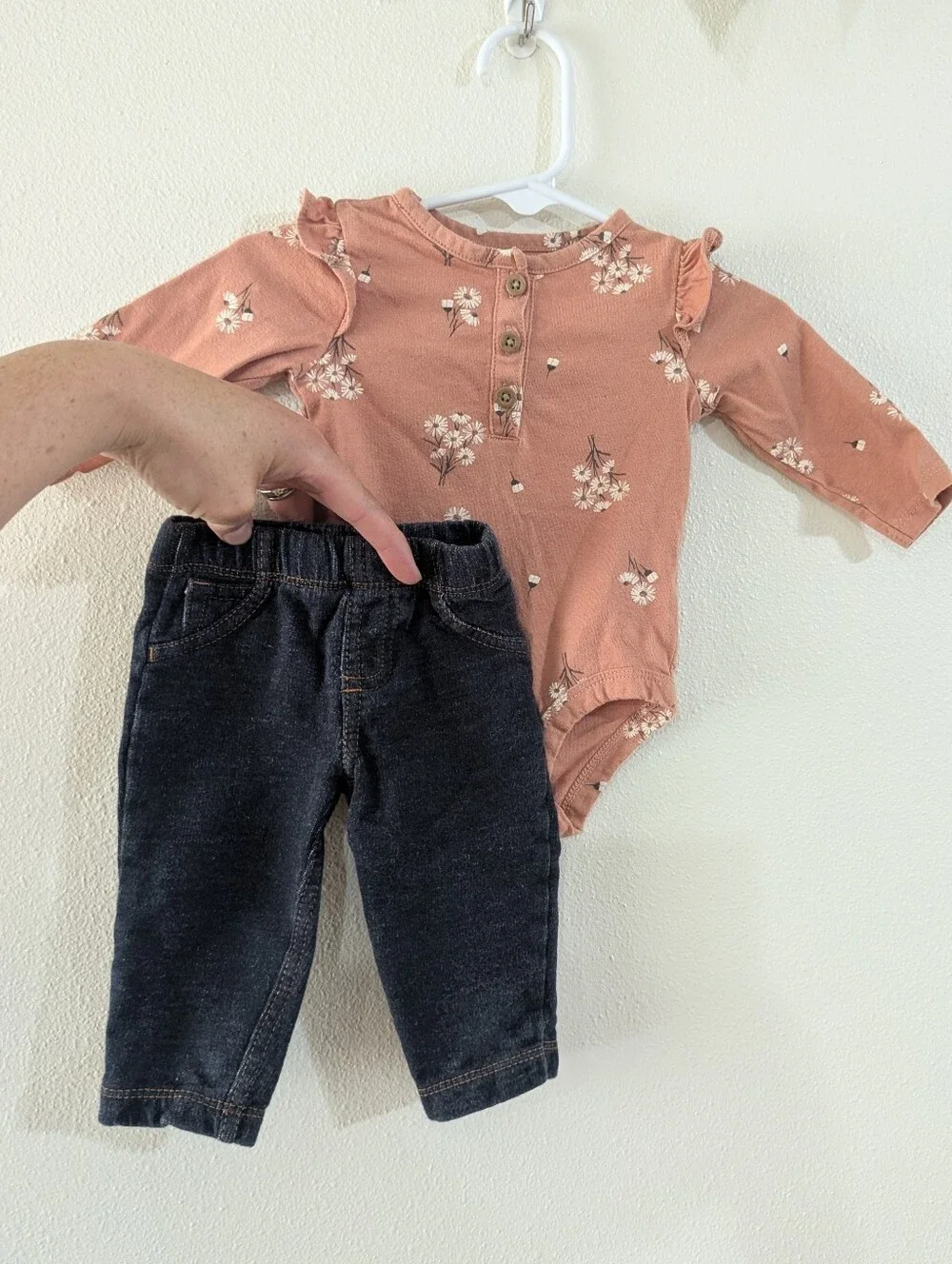 Floral And Jeans Outfit Sz 3m